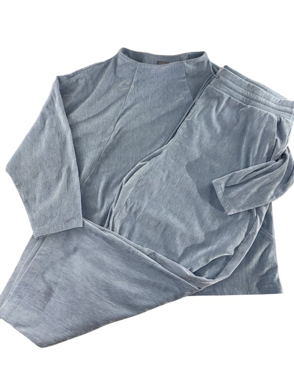 T By Talbots 2 Pc Set 3X Blue Gray Tunic Top Pull On Drawstring Pants Stretch